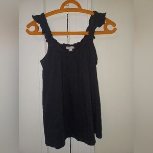 Black Sleeveless Ruffle Straps